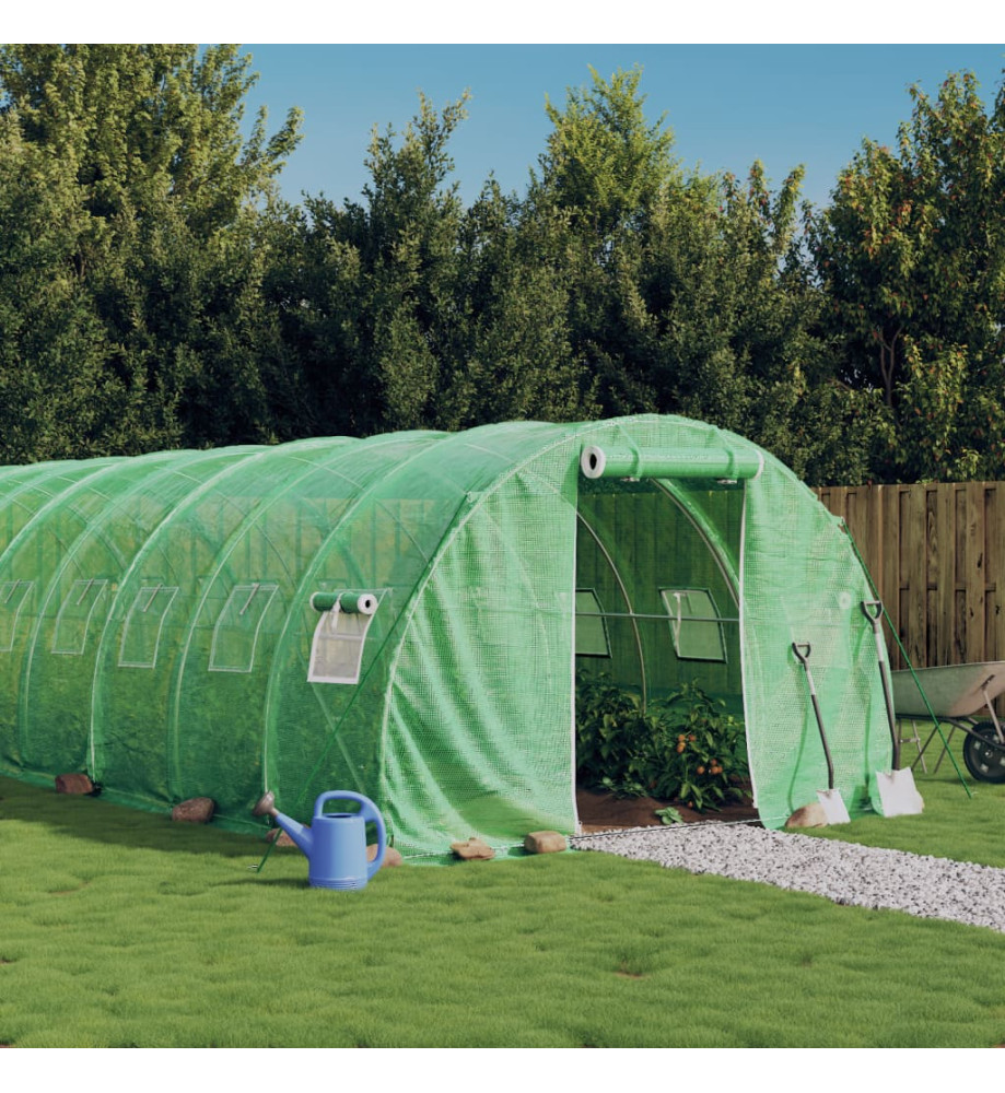 Serre avec cadre en acier vert 36 m² 12x3x2 m