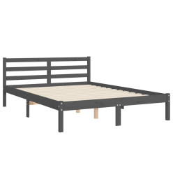 Cadre de lit avec tête de lit gris petit double bois massif