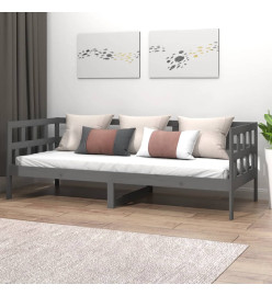 Lit de jour gris bois de pin massif 80x200 cm