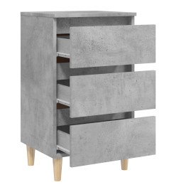 Tables de chevet avec pieds en bois 2 pcs Gris béton 40x35x69cm