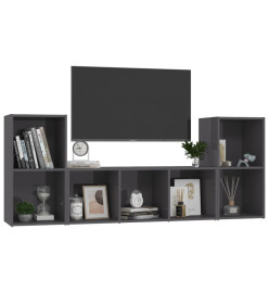 Ensemble de meubles TV 3 pcs Gris brillant Aggloméré