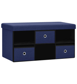 Banc de rangement pliable Bleu 76x38x38 cm Faux lin