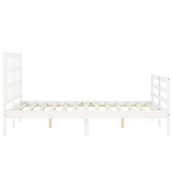 Cadre de lit avec tête de lit blanc 120x200 cm bois massif