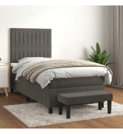 Lit à sommier tapissier avec matelas Gris foncé 100x200 cm