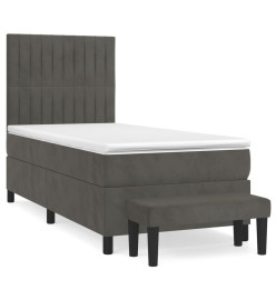 Lit à sommier tapissier avec matelas Gris foncé 100x200 cm