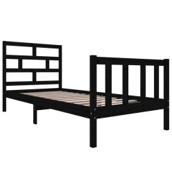 Cadre de lit Noir Bois de pin massif 100x200 cm