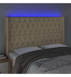 Tête de lit à LED Crème 163x16x118/128 cm Tissu