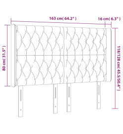 Tête de lit à LED Crème 163x16x118/128 cm Tissu