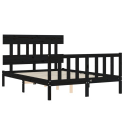 Cadre de lit avec tête de lit noir 140x190 cm bois massif