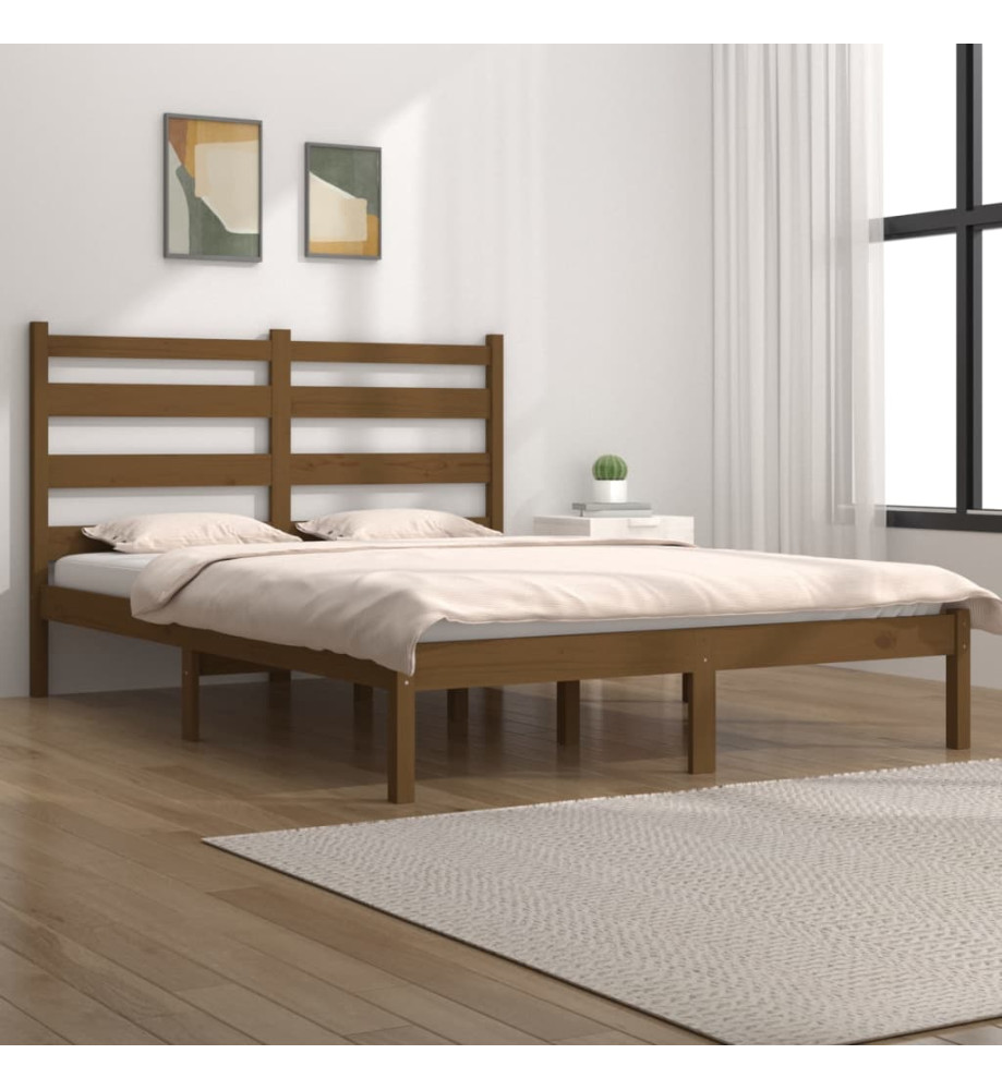 Cadre de lit Marron miel Bois de pin massif 160x200 cm Cadre de lit Marron miel Bois de pin massif 160x200 cm