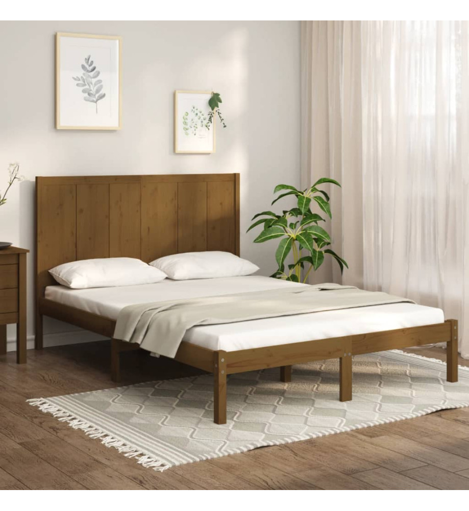 Cadre de lit Marron miel Bois de pin massif 140x190 cm Cadre de lit Marron miel Bois de pin massif 140x190 cm