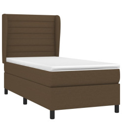 Lit à sommier tapissier avec matelas Marron foncé 100x200 cm