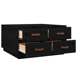 Table basse Noir 80x80x45 cm Bois massif de pin