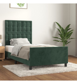 Cadre de lit avec tête de lit Vert foncé 100x200 cm Velours