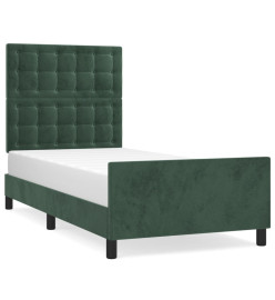 Cadre de lit avec tête de lit Vert foncé 100x200 cm Velours