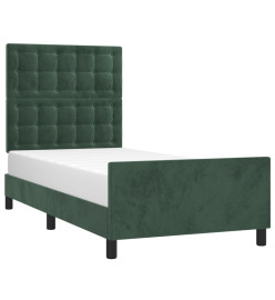 Cadre de lit avec tête de lit Vert foncé 100x200 cm Velours