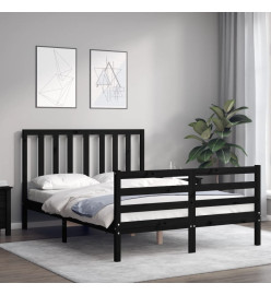 Cadre de lit avec tête de lit noir 140x200 cm bois massif