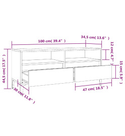 Meuble TV noir 100x34,5x44,5 cm bois d'ingénierie