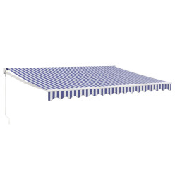 Auvent rétractable bleu et blanc 4,5x3 m tissu et aluminium