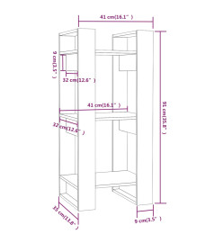 Bibliothèque/Séparateur de pièce Gris 41x35x91 cm Pin solide