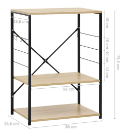 Armoire à micro-ondes Noir et chêne 60x39,6x79,5 cm Aggloméré