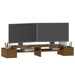 Support de moniteur Marron miel 100x27,5x15 cm Bois pin solide