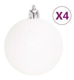 Ensemble de boules de Noël 70 pcs Argenté et blanc