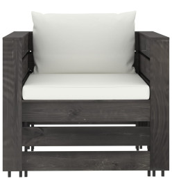 Salon de jardin 7 pcs avec coussins Bois imprégné de gris