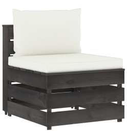 Salon de jardin 7 pcs avec coussins Bois imprégné de gris