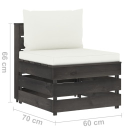 Salon de jardin 7 pcs avec coussins Bois imprégné de gris