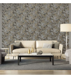 DUTCH WALLCOVERINGS Papier peint Marbre Gris et doré