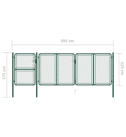 Portail de jardin Acier 125x395 cm Vert