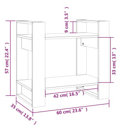 Bibliothèque/Séparateur de pièce Blanc 60x35x57 cm Pin solide