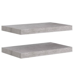 Étagères murales flottantes 2 pcs gris béton 50x23x3,8 cm MDF