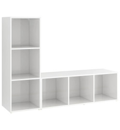 Meubles TV 2 pcs Blanc brillant 107x35x37 cm Aggloméré