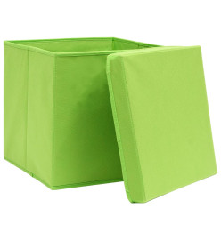 Boîtes de rangement avec couvercles 4 pcs Vert 32x32x32cm Tissu