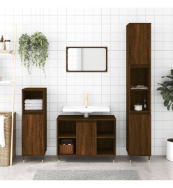 Ensemble de meubles de salle de bain 3 pcs Chêne marron