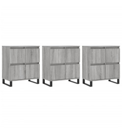 Buffets 3 pcs Sonoma gris Bois d'ingénierie