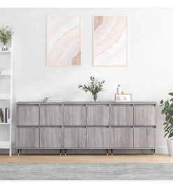 Buffets 3 pcs Sonoma gris Bois d'ingénierie
