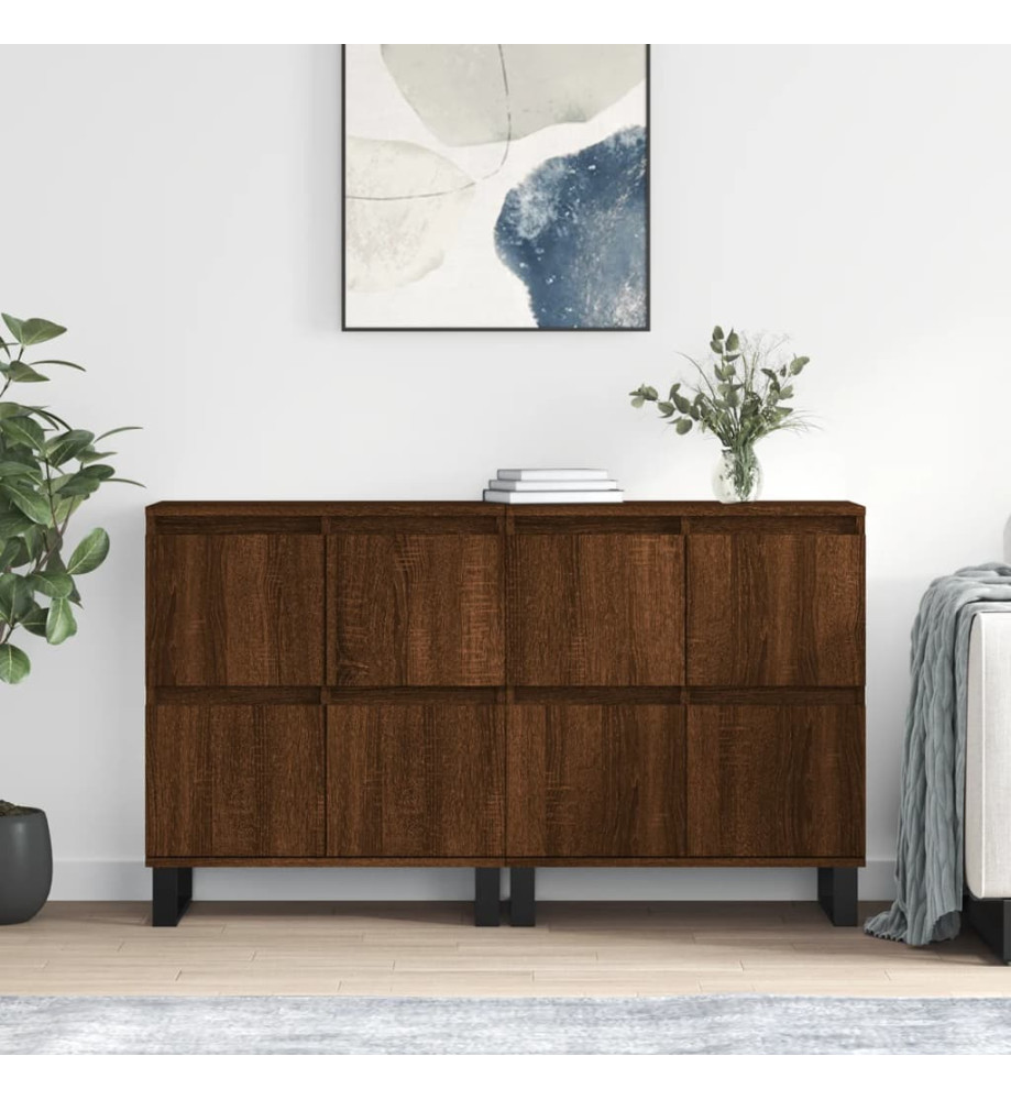 Buffets 2 pcs chêne marron bois d'ingénierie Buffets 2 pcs chêne marron bois d'ingénierie