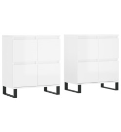 Buffets 2 pcs blanc brillant bois d'ingénierie