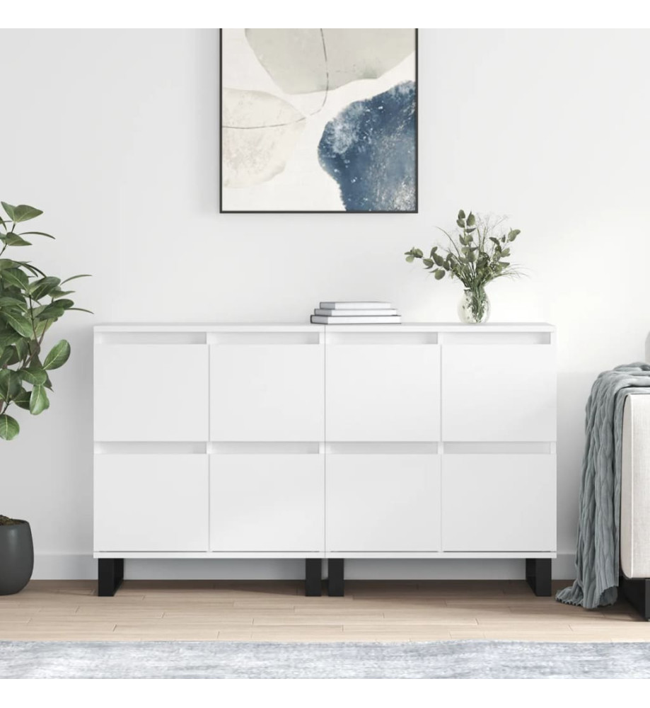 Buffets 2 pcs blanc bois d'ingénierie Buffets 2 pcs blanc bois d'ingénierie