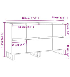 Buffets 2 pcs blanc bois d'ingénierie