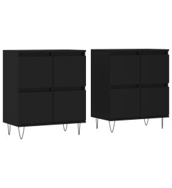 Buffets 2 pcs noir bois d'ingénierie