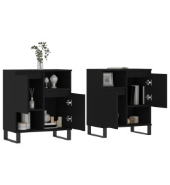 Buffets 2 pcs noir bois d'ingénierie