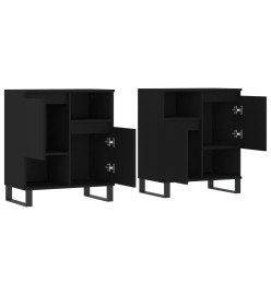 Buffets 2 pcs noir bois d'ingénierie
