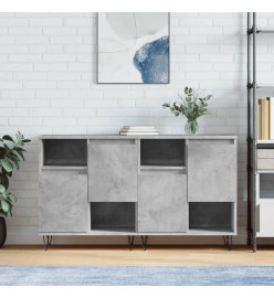 Buffets 2 pcs gris béton bois d'ingénierie