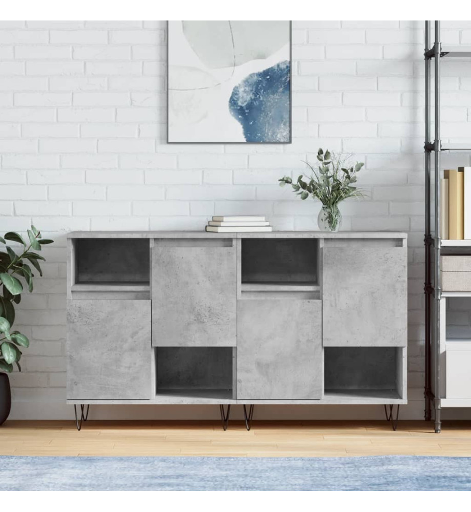 Buffets 2 pcs gris béton bois d'ingénierie Buffets 2 pcs gris béton bois d'ingénierie