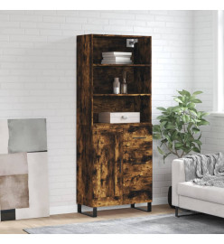 Buffet haut Chêne fumé 69,5x34x180 cm Bois d'ingénierie