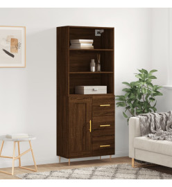 Buffet haut Chêne marron 69,5x34x180 cm Bois d'ingénierie